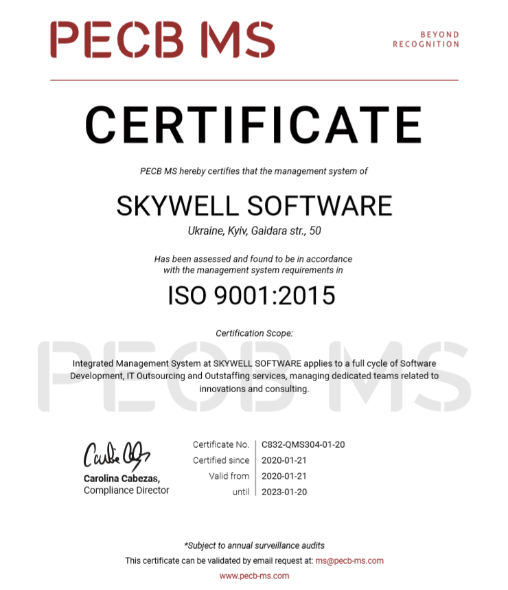 ISO 9001:2015 Certificate